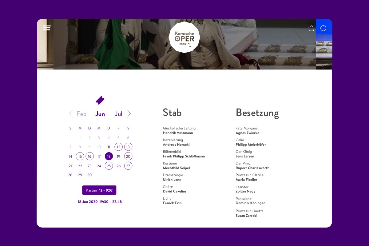 Komische Oper Berlin - Website Design Evey Kwong — Art Direction and Graphic Design