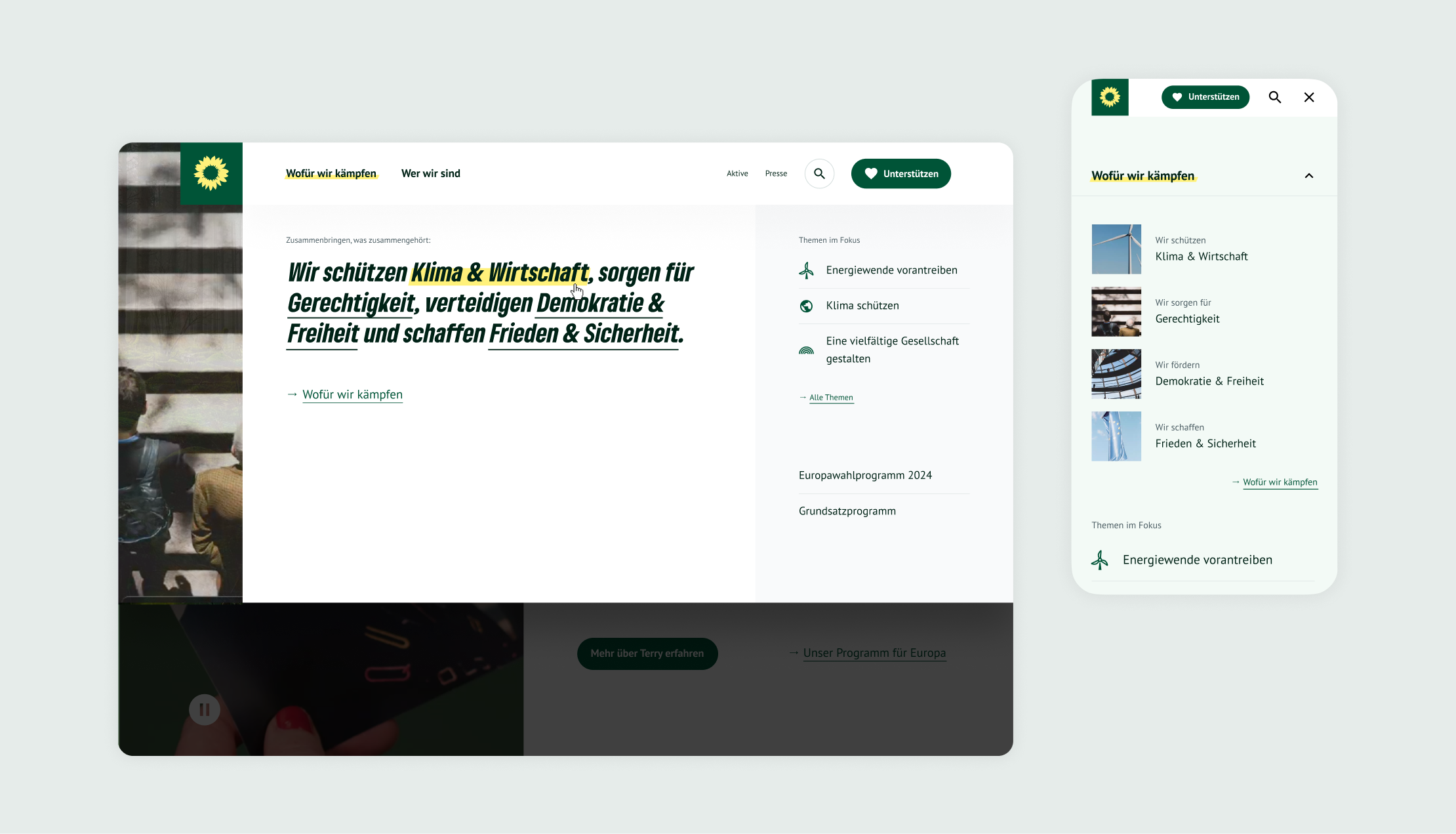 Die Grünen Website Navigation Evey Kwong — Art Direction and Graphic Design